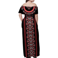 Traditional Spring Martisor Day Family Matching Off Shoulder Maxi Dress and Hawaiian Shirt Romanian Embroidery Patterns
