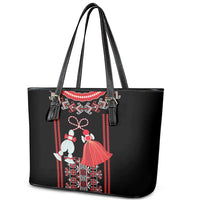 Traditional Spring Martisor Day Leather Tote Bag Romanian Embroidery Patterns