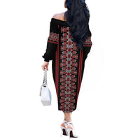 Traditional Spring Martisor Day Off The Shoulder Long Sleeve Dress Romanian Embroidery Patterns