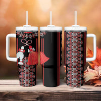 Traditional Spring Martisor Day Tumbler With Handle Romanian Embroidery Patterns