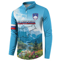 Slovenia Button Sweatshirt Mount Triglav With Map