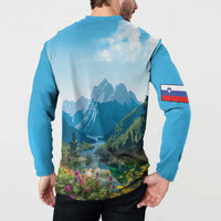 Slovenia Button Sweatshirt Mount Triglav With Map