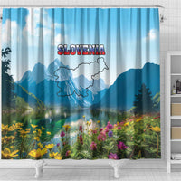 Slovenia Shower Curtain Mount Triglav With Map