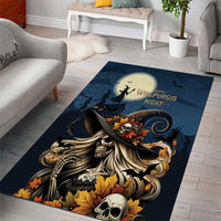 Happy Walpurgis Night Area Rug Skull Witch Spooky Style