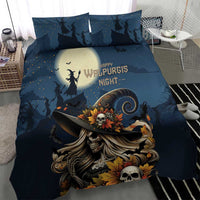 Happy Walpurgis Night Bedding Set Skull Witch Spooky Style