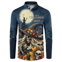 Happy Walpurgis Night Button Sweatshirt Skull Witch Spooky Style