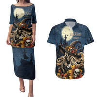 Happy Walpurgis Night Couples Matching Puletasi and Hawaiian Shirt Skull Witch Spooky Style