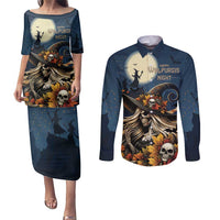 Happy Walpurgis Night Couples Matching Puletasi and Long Sleeve Button Shirt Skull Witch Spooky Style
