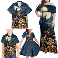 Happy Walpurgis Night Family Matching Off Shoulder Maxi Dress and Hawaiian Shirt Skull Witch Spooky Style