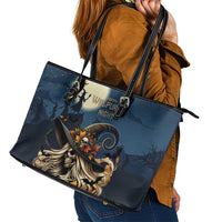 Happy Walpurgis Night Leather Tote Bag Skull Witch Spooky Style