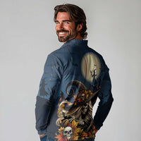 Happy Walpurgis Night Long Sleeve Polo Shirt Skull Witch Spooky Style