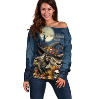 Happy Walpurgis Night Off Shoulder Sweater Skull Witch Spooky Style