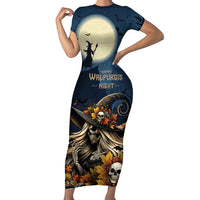 Happy Walpurgis Night Short Sleeve Bodycon Dress Skull Witch Spooky Style