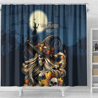 Happy Walpurgis Night Shower Curtain Skull Witch Spooky Style