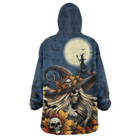 Happy Walpurgis Night Wearable Blanket Hoodie Skull Witch Spooky Style
