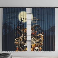 Happy Walpurgis Night Window Curtain Skull Witch Spooky Style