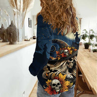 Happy Walpurgis Night Women Casual Shirt Skull Witch Spooky Style