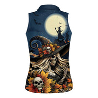 Happy Walpurgis Night Women Sleeveless Polo Shirt Skull Witch Spooky Style