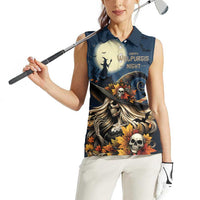 Happy Walpurgis Night Women Sleeveless Polo Shirt Skull Witch Spooky Style