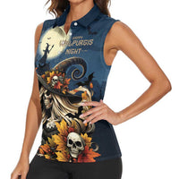 Happy Walpurgis Night Women Sleeveless Polo Shirt Skull Witch Spooky Style