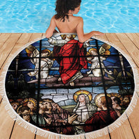 Happy Ascension Day Beach Blanket Ascension Of Jesus Christ Stained Glass Windows