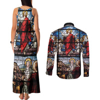 Happy Ascension Day Couples Matching Tank Maxi Dress and Long Sleeve Button Shirt Ascension Of Jesus Christ Stained Glass Windows