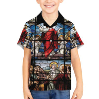 Happy Ascension Day Family Matching Long Sleeve Bodycon Dress and Hawaiian Shirt Ascension Of Jesus Christ Stained Glass Windows