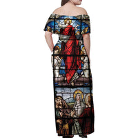 Happy Ascension Day Family Matching Off Shoulder Maxi Dress and Hawaiian Shirt Ascension Of Jesus Christ Stained Glass Windows