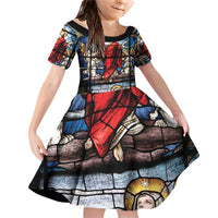 Happy Ascension Day Family Matching Off Shoulder Short Dress and Hawaiian Shirt Ascension Of Jesus Christ Stained Glass Windows