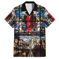 Happy Ascension Day Family Matching Off Shoulder Short Dress and Hawaiian Shirt Ascension Of Jesus Christ Stained Glass Windows