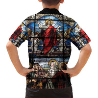 Happy Ascension Day Family Matching Short Sleeve Bodycon Dress and Hawaiian Shirt Ascension Of Jesus Christ Stained Glass Windows
