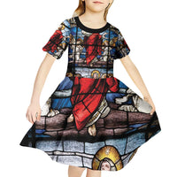 Happy Ascension Day Kid Short Sleeve Dress Ascension Of Jesus Christ Stained Glass Windows