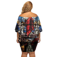 Happy Ascension Day Off Shoulder Short Dress Ascension Of Jesus Christ Stained Glass Windows