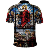 Happy Ascension Day Polo Shirt Ascension Of Jesus Christ Stained Glass Windows