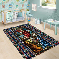 Happy Ascension Day Area Rug Faith and Religion Stained Glass Windows