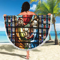 Happy Ascension Day Beach Blanket Faith and Religion Stained Glass Windows