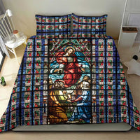 Happy Ascension Day Bedding Set Faith and Religion Stained Glass Windows