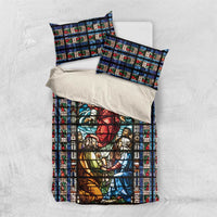 Happy Ascension Day Bedding Set Faith and Religion Stained Glass Windows