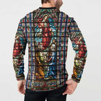 Happy Ascension Day Button Sweatshirt Faith and Religion Stained Glass Windows