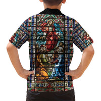 Happy Ascension Day Family Matching Short Sleeve Bodycon Dress and Hawaiian Shirt Faith and Religion Stained Glass Windows