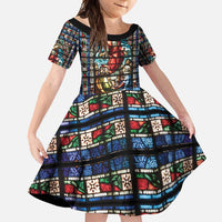 Happy Ascension Day Family Matching Short Sleeve Bodycon Dress and Hawaiian Shirt Faith and Religion Stained Glass Windows