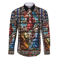 Happy Ascension Day Family Matching Short Sleeve Bodycon Dress and Hawaiian Shirt Faith and Religion Stained Glass Windows