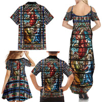 Happy Ascension Day Family Matching Summer Maxi Dress and Hawaiian Shirt Faith and Religion Stained Glass Windows