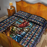 Happy Ascension Day Quilt Bed Set Faith and Religion Stained Glass Windows