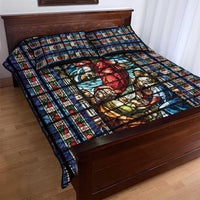 Happy Ascension Day Quilt Bed Set Faith and Religion Stained Glass Windows
