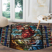 Happy Ascension Day Round Carpet Faith and Religion Stained Glass Windows