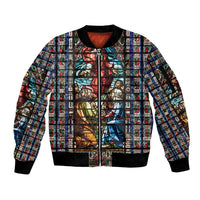 Happy Ascension Day Sleeve Zip Bomber Jacket Faith and Religion Stained Glass Windows