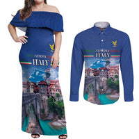 Friuli-Venezia Giulia Italy Couples Matching Off Shoulder Maxi Dress and Long Sleeve Button Shirt Cividale del Friuli