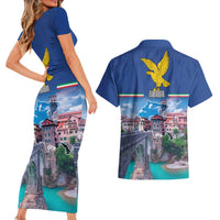 Friuli-Venezia Giulia Italy Couples Matching Short Sleeve Bodycon Dress and Hawaiian Shirt Cividale del Friuli