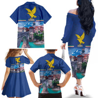 Friuli-Venezia Giulia Italy Family Matching Off The Shoulder Long Sleeve Dress and Hawaiian Shirt Cividale del Friuli